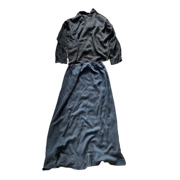 Habitat Set Small Medium S/M Skirt Two Piece Beige Olive Tencel Blouse - Picture 2 of 11